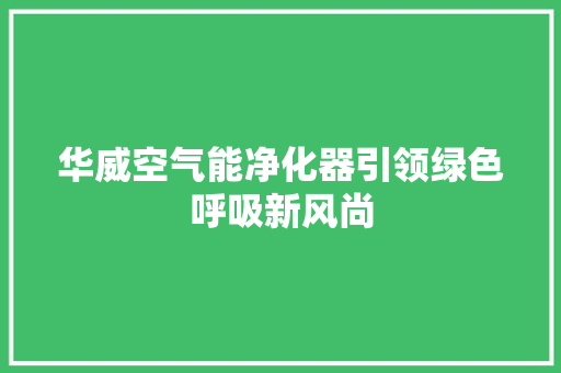 华威空气能净化器引领绿色呼吸新风尚 汽车维修