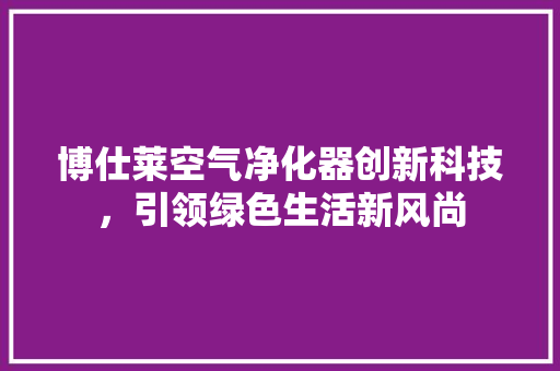 博仕莱空气净化器创新科技，引领绿色生活新风尚 汽车维修