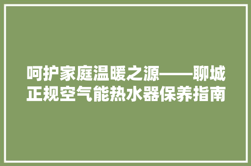 呵护家庭温暖之源——聊城正规空气能热水器保养指南