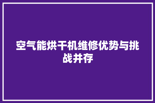 空气能烘干机维修优势与挑战并存