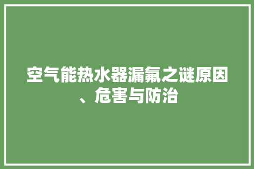 空气能热水器漏氟之谜原因、危害与防治