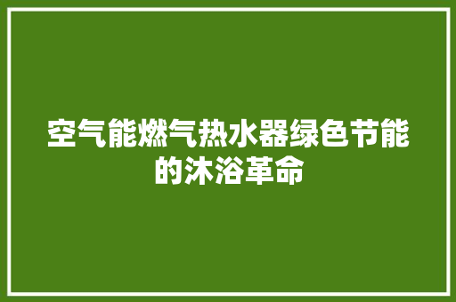 空气能燃气热水器绿色节能的沐浴革命