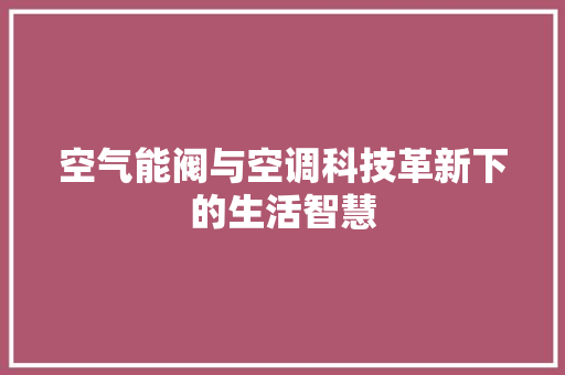 空气能阀与空调科技革新下的生活智慧 墙体维修