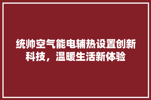 统帅空气能电辅热设置创新科技，温暖生活新体验
