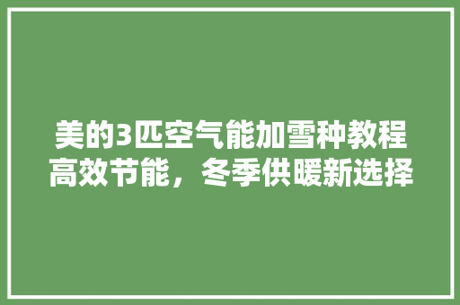 美的3匹空气能加雪种教程高效节能，冬季供暖新选择 墙体维修
