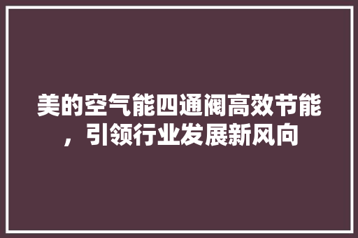 美的空气能四通阀高效节能，引领行业发展新风向