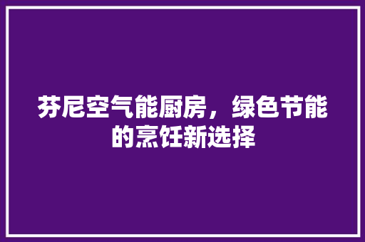 芬尼空气能厨房，绿色节能的烹饪新选择