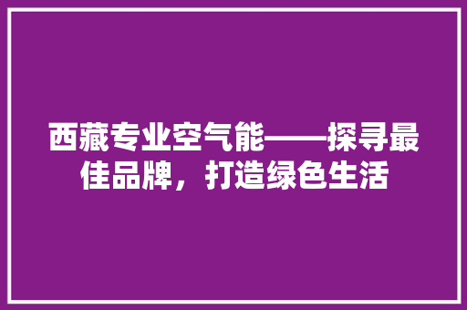 西藏专业空气能——探寻最佳品牌，打造绿色生活
