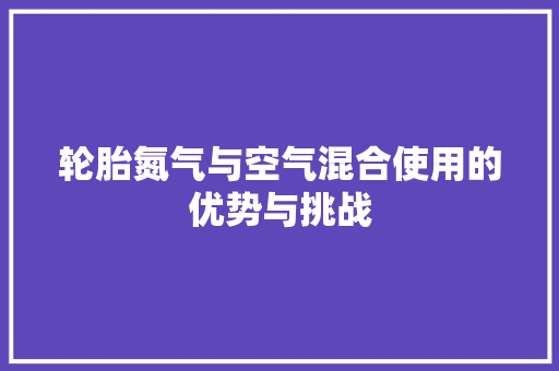 轮胎氮气与空气混合使用的优势与挑战 综合便民
