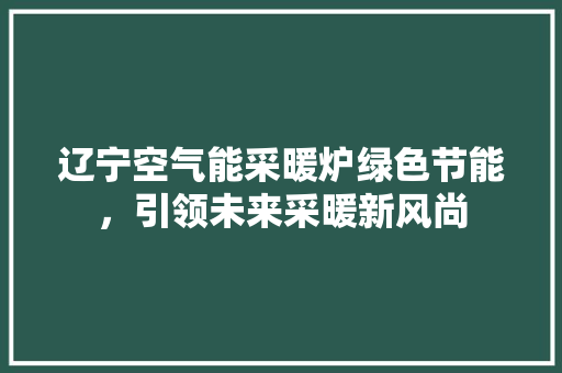 辽宁空气能采暖炉绿色节能，引领未来采暖新风尚 家电维修