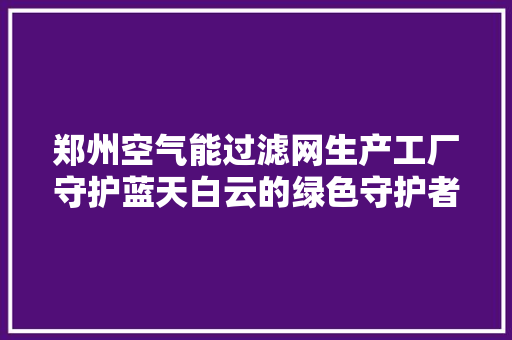 郑州空气能过滤网生产工厂守护蓝天白云的绿色守护者
