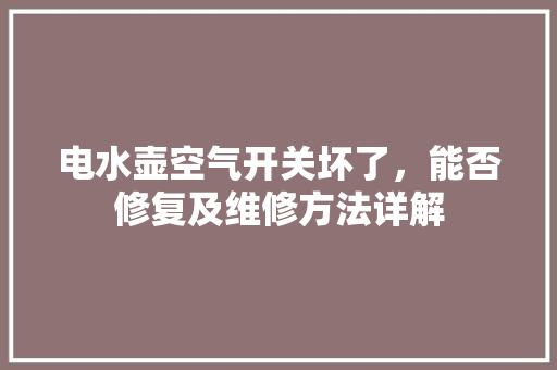 电水壶空气开关坏了，能否修复及维修方法详解 汽车维修