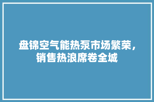 盘锦空气能热泵市场繁荣，销售热浪席卷全城