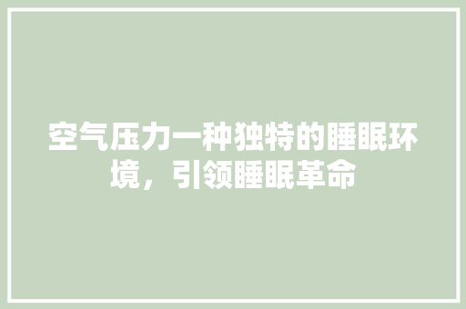 空气压力一种独特的睡眠环境，引领睡眠革命