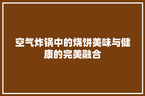 空气炸锅中的烧饼美味与健康的完美融合