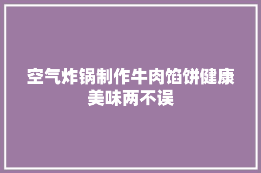 空气炸锅制作牛肉馅饼健康美味两不误 厨房维修