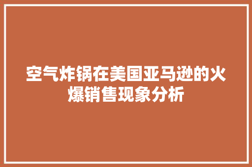 空气炸锅在美国亚马逊的火爆销售现象分析 家电维修