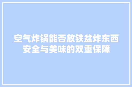 空气炸锅能否放铁盆炸东西安全与美味的双重保障