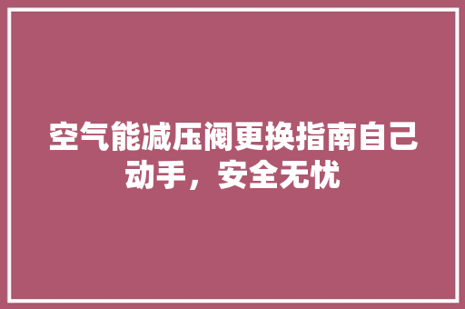 空气能减压阀更换指南自己动手，安全无忧