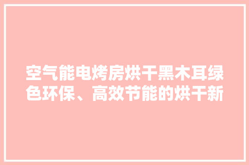 空气能电烤房烘干黑木耳绿色环保、高效节能的烘干新选择