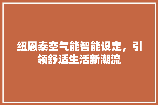 纽恩泰空气能智能设定，引领舒适生活新潮流