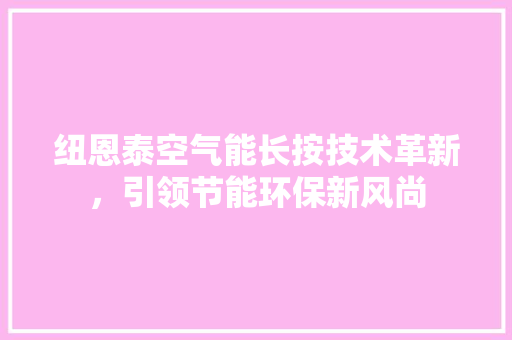 纽恩泰空气能长按技术革新，引领节能环保新风尚