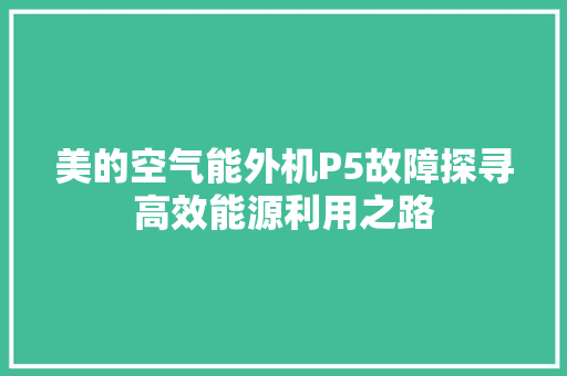 美的空气能外机P5故障探寻高效能源利用之路