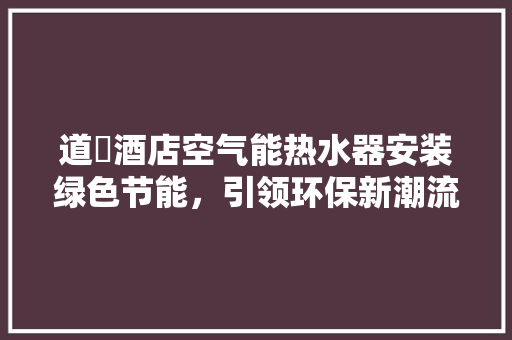 道滘酒店空气能热水器安装绿色节能，引领环保新潮流 家电维修