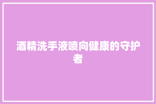 酒精洗手液喷向健康的守护者 厨房维修