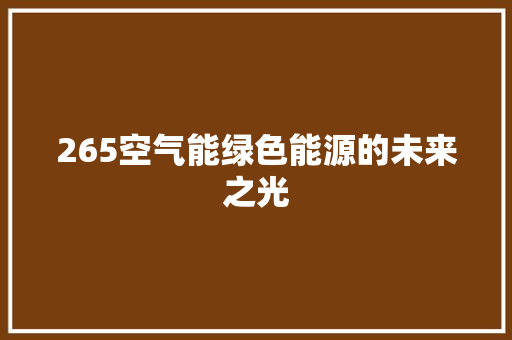 265空气能绿色能源的未来之光