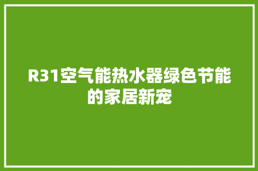 R31空气能热水器绿色节能的家居新宠