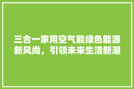 三合一家用空气能绿色能源新风尚，引领未来生活新潮流