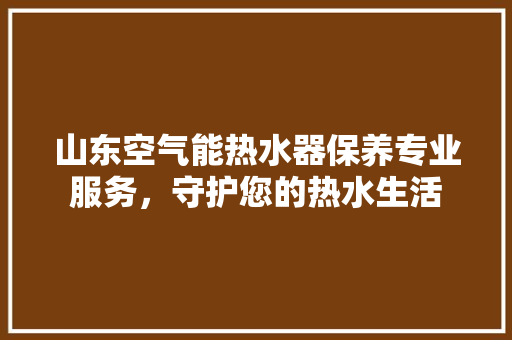 山东空气能热水器保养专业服务，守护您的热水生活