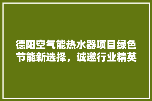 德阳空气能热水器项目绿色节能新选择，诚邀行业精英共创未来