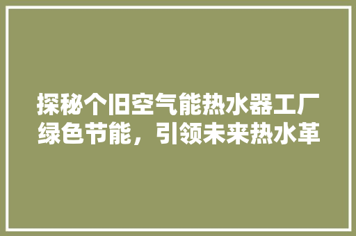 探秘个旧空气能热水器工厂绿色节能，引领未来热水革命