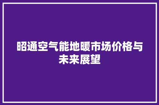 昭通空气能地暖市场价格与未来展望
