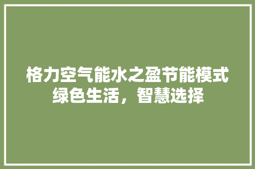格力空气能水之盈节能模式绿色生活，智慧选择