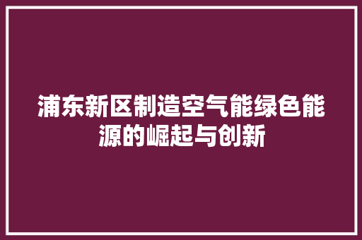 浦东新区制造空气能绿色能源的崛起与创新