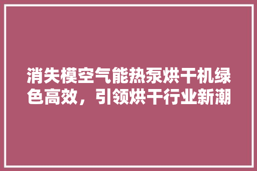 消失模空气能热泵烘干机绿色高效，引领烘干行业新潮流