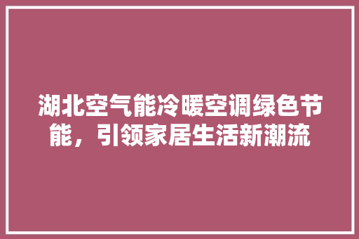 湖北空气能冷暖空调绿色节能，引领家居生活新潮流