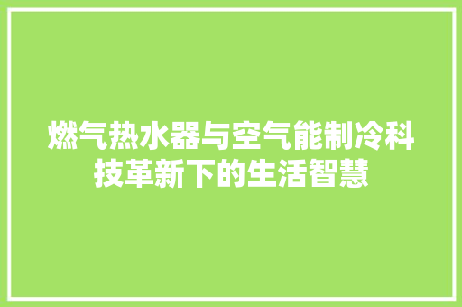 燃气热水器与空气能制冷科技革新下的生活智慧