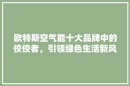 欧特斯空气能十大品牌中的佼佼者，引领绿色生活新风尚