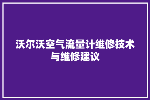 沃尔沃空气流量计维修技术与维修建议