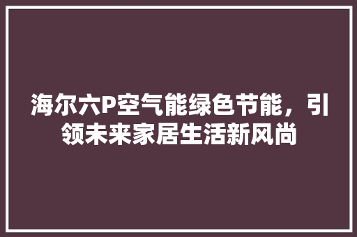 海尔六P空气能绿色节能，引领未来家居生活新风尚