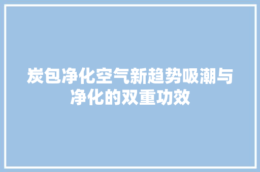 炭包净化空气新趋势吸潮与净化的双重功效
