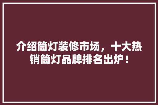 介绍筒灯装修市场，十大热销筒灯品牌排名出炉！ 介绍筒灯装修市场，十大热销筒灯品牌排名出炉！ 厨房维修