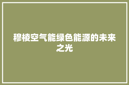 穆棱空气能绿色能源的未来之光