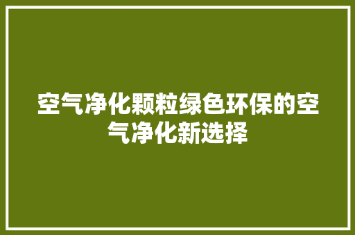 空气净化颗粒绿色环保的空气净化新选择