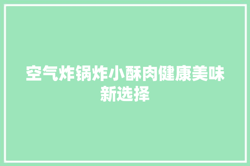 空气炸锅炸小酥肉健康美味新选择
