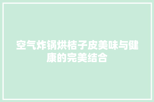 空气炸锅烘桔子皮美味与健康的完美结合